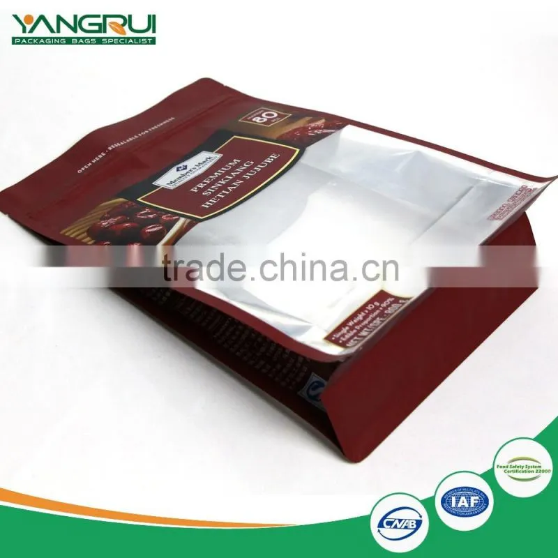 Alibaba Express square flat bottom quad seal bag pouch