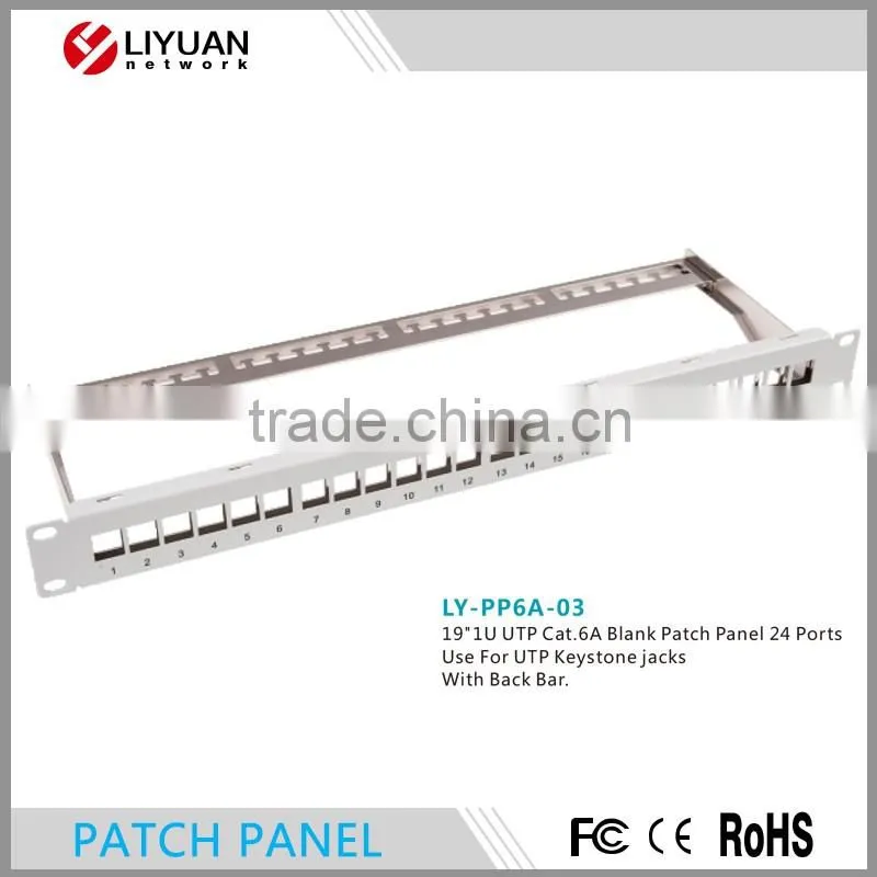 LY-PP6A-03 CAT6A UTP 24 PORT NETWORK LAN BLANK PATCH PANEL 1U 110& Krone usd for UTP Keystone jacks
