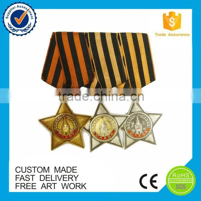 Gold Silver Bronze Embossed Custom Metal Medals