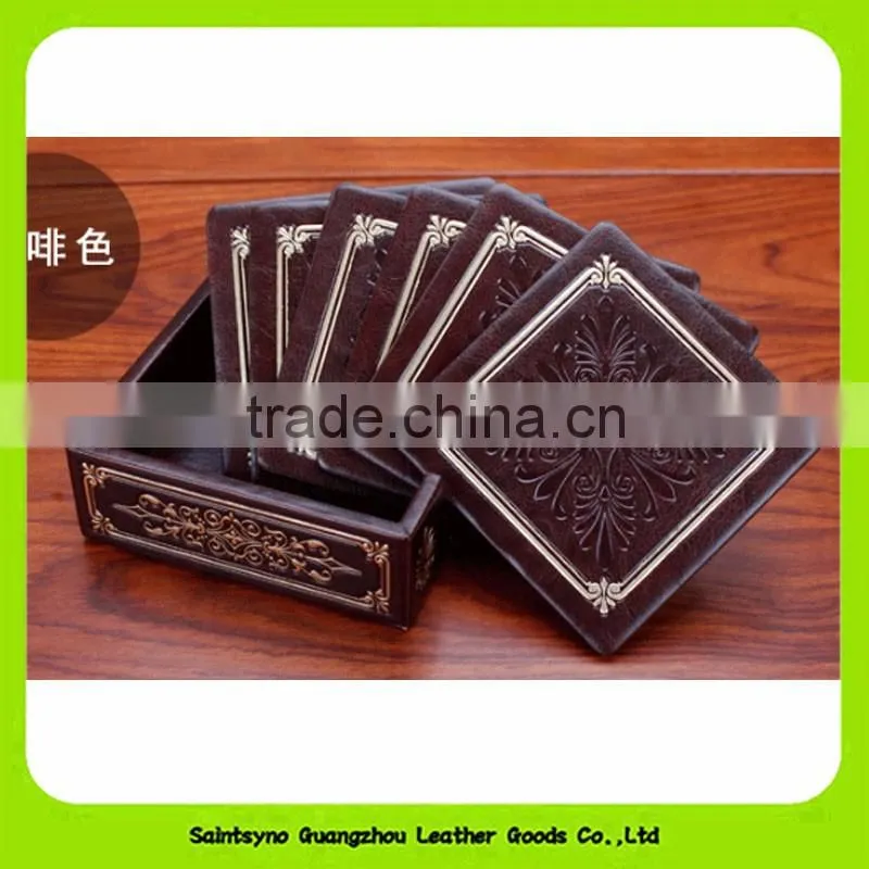 Promotional Gifts Good Quality Custom Cheap Leather Cup Coasters 16029