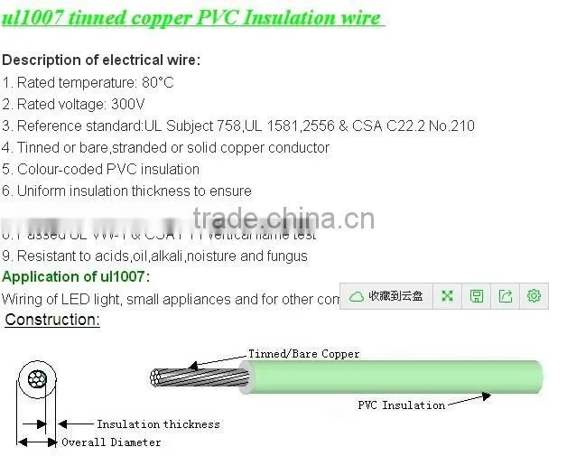1007 electric wiring16AWG-28AWG for car electrical system
