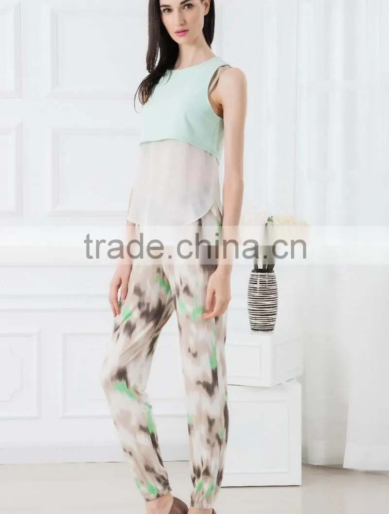 Cheap price woman tops and pants colour combination suits tank tops with pants fashion designs suits casual wear