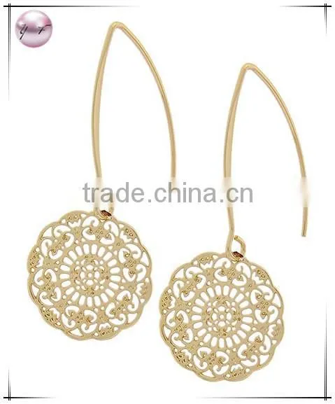 Gold Tone Thin Metal Round Dangle Earring Set