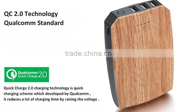 2016 qualcomm certified quick charge QC 2.0 quick charge power bank 10000mah for Cellular