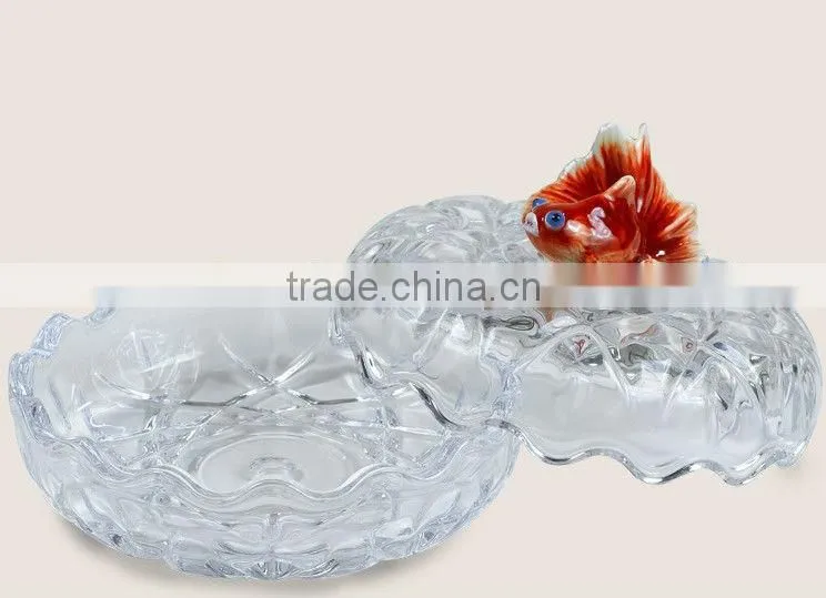 RORO gold fish enamel crystal glass candy holder