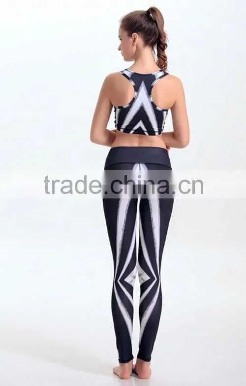Black And White Girls Yoga Pants Graceful Spandex Girls Yoga Pants