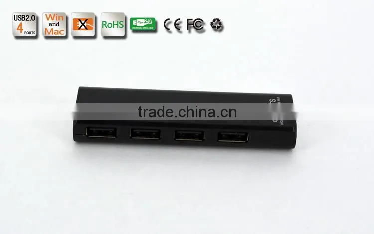 Slim shape but High Speed 480MBPS usb2.0 4 por hub form usb por hub suppliers with Plastic Casing