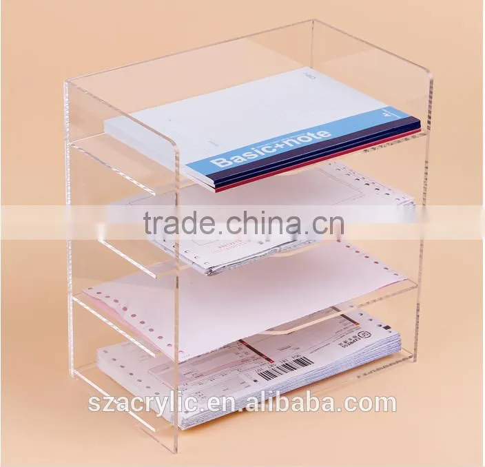 Acrylic document rack file organizer rack bank notes organizer shelf