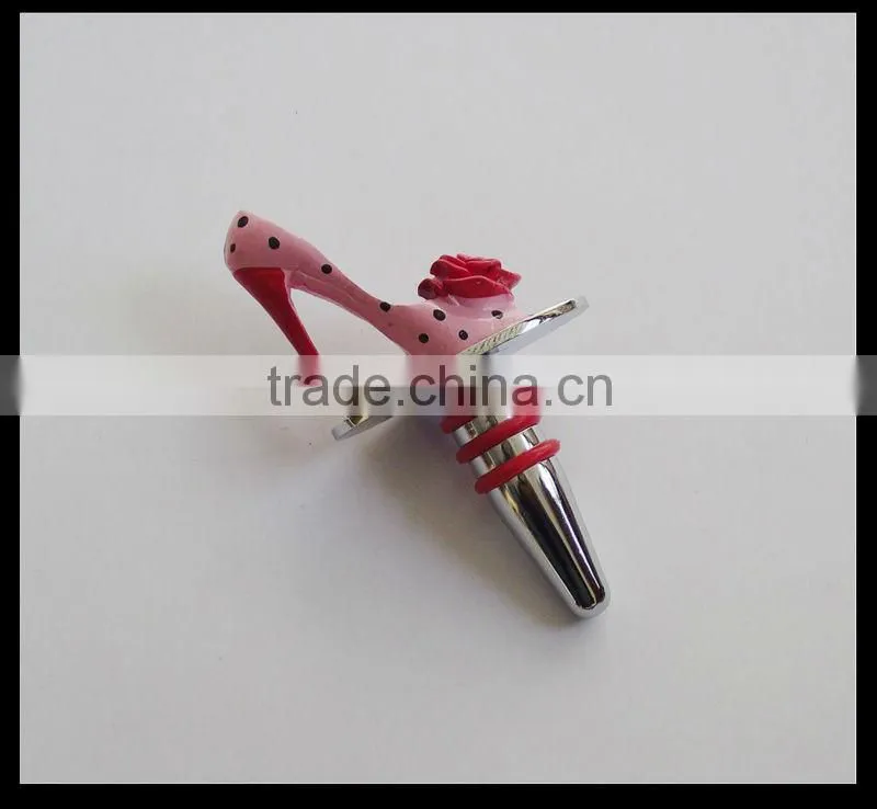 resin and metal Fashion design custom High Heel Shoe Wine Bottle Stopper
