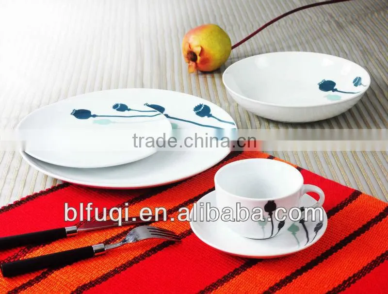 Ceramic porcelain tableware dinner sets with simple design porcelain dinnerware item square crockery dinner sets