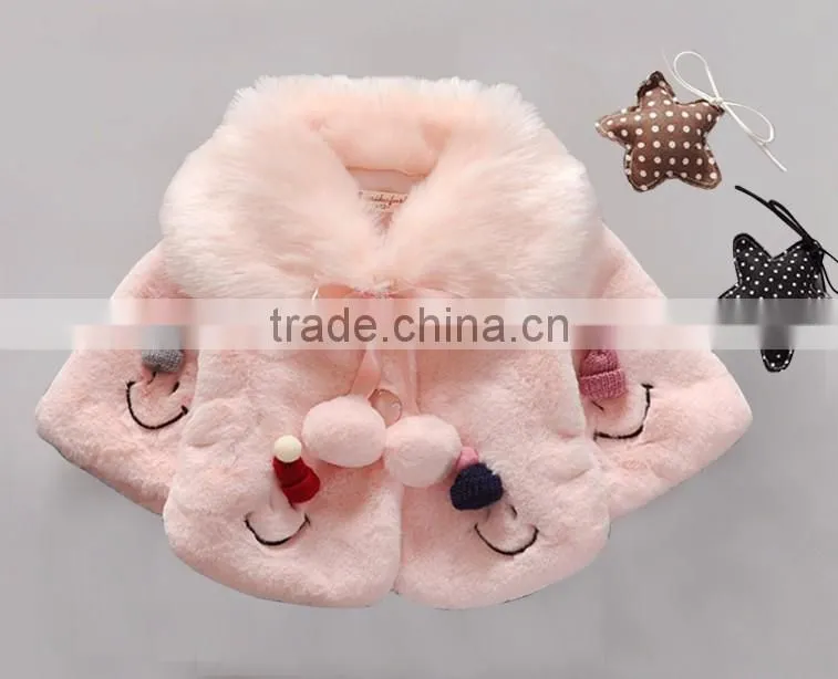 China Qualified Good Kids Children Baby Winter Coat Jacket With Embroidered Smile Face and Pompom Ball