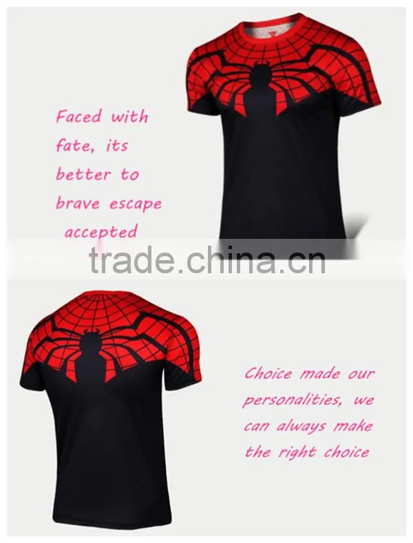2016 New style 100% polyester dry fit superhero t shirts for men