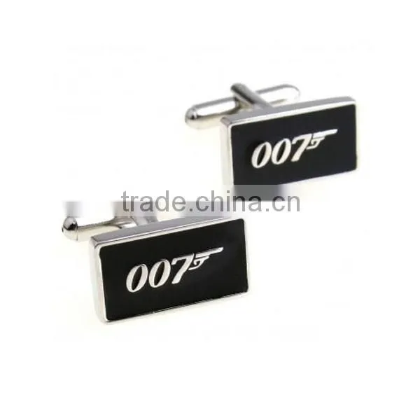 Black Tone Mens Stainless Steel 007 Sign Cuff Link