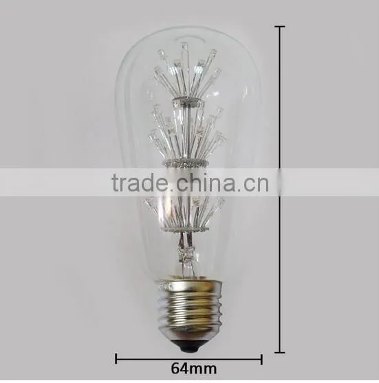 Fireworks LED Light E27 ST64 Edison Vintage Flower Bulb lamp Decorative Cafe star