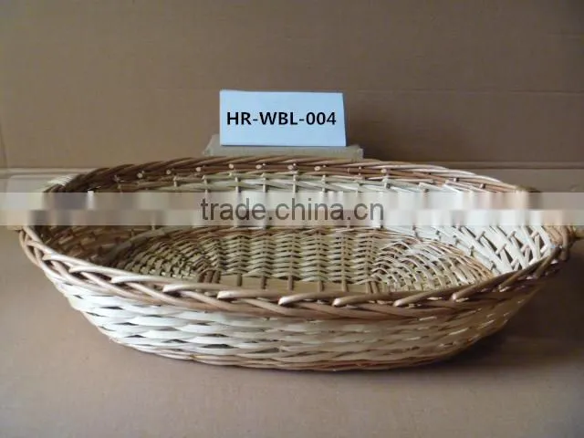 handmade willow handled fruit basket with round or rectangular shape