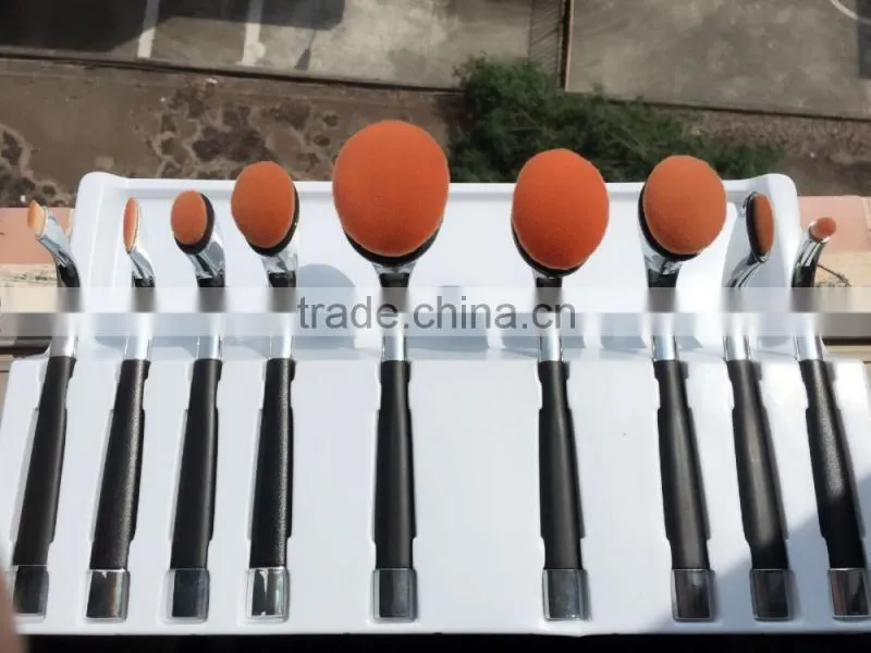 9pcs Smaller Mini Style Golf Toothbrush Makeup Brush Set / Oval Mini Golf Makeup Brush
