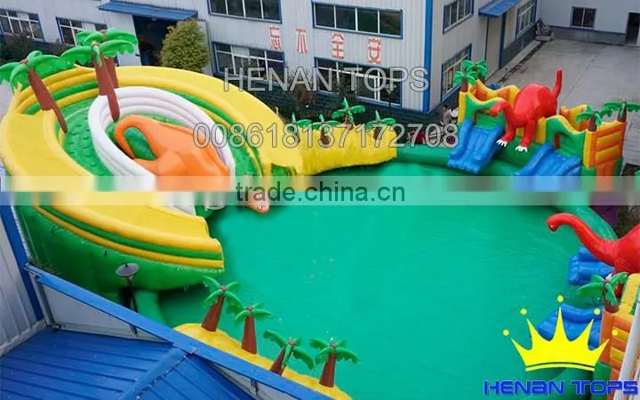 Rectangular Above Ground Swimming Pool Dinosaur Inflatable