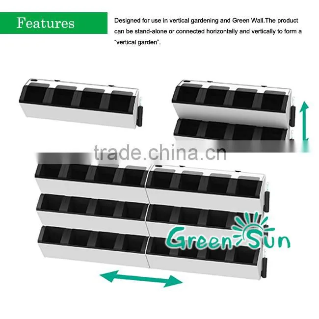 2016 new design GreenSun Hydro Plastic Vertical garden wall planter/Hydroponic green wall planter,hanging planter