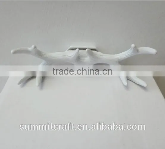 Pure white deer antler wedding place card holder