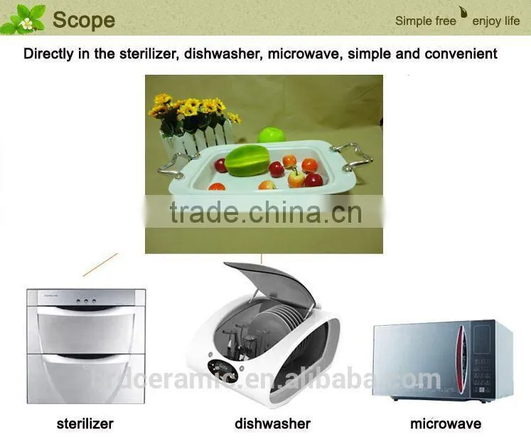 Supply stock ceramic plate set with Metal handle