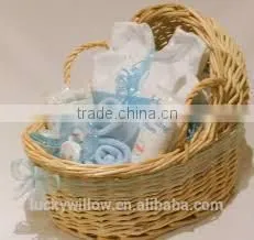 Antique wicker new baby gift basket