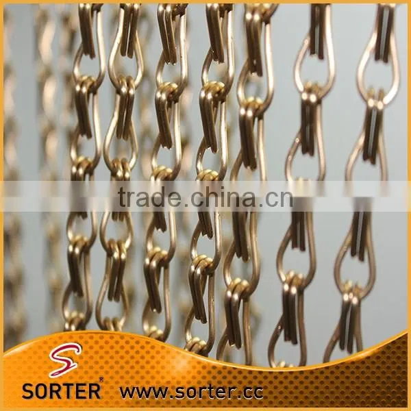 Anodised aluminum chain link strands metal curtain