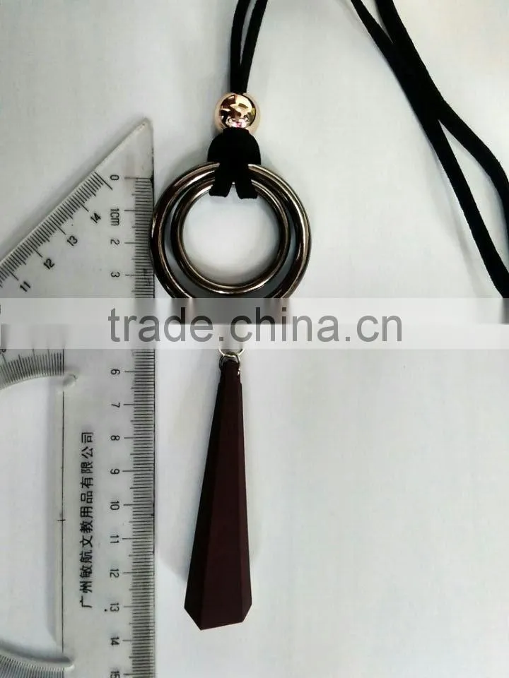 plastic geometric pendant necklace long suede leather necklace