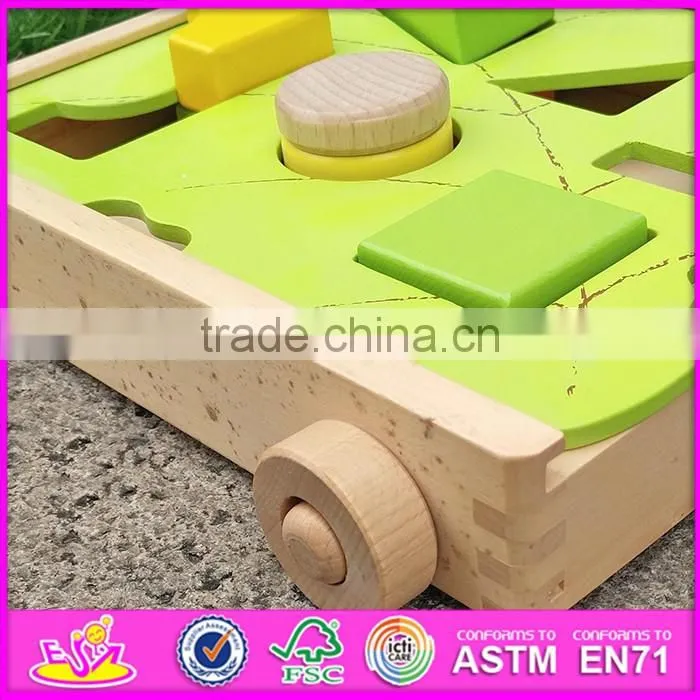 2016 new design preschool pull and push wooden toddler building toys W13C033