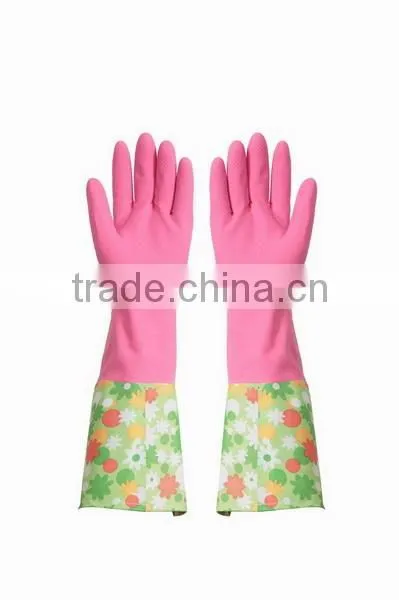 Household all purpose Retro funky floral design rubber gloves wash up