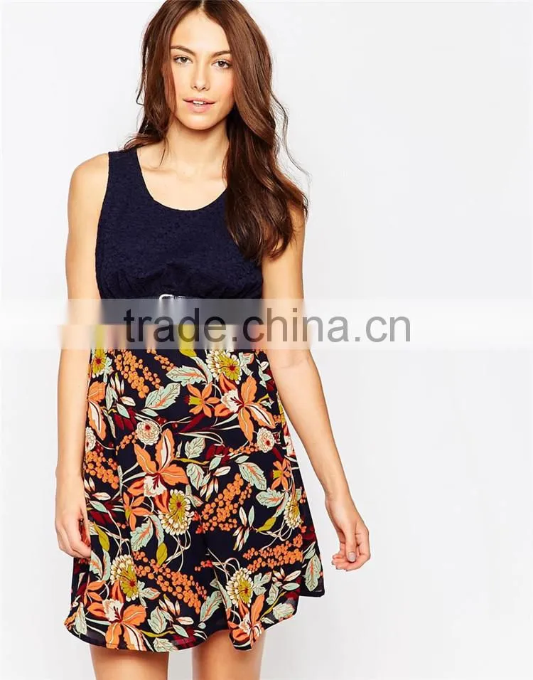 Sexy maternity contrast floral skater dress maternity wear