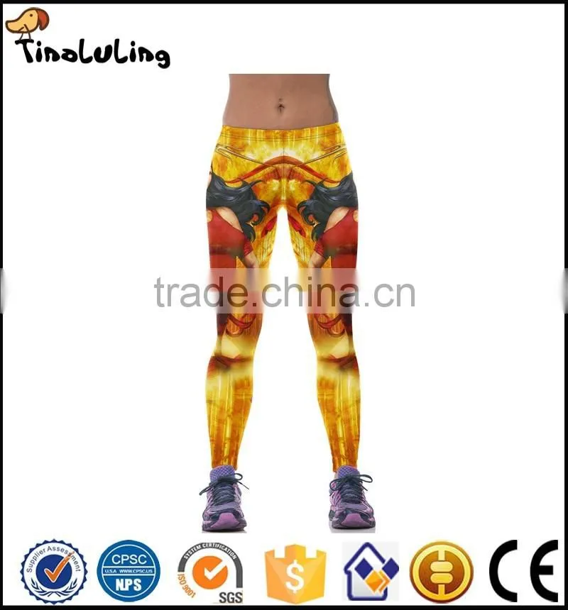 Printed Yellow Leggings Fashion Casual Leggins High Quality Elastics Wasit Sexy Skinny Sporting Pants