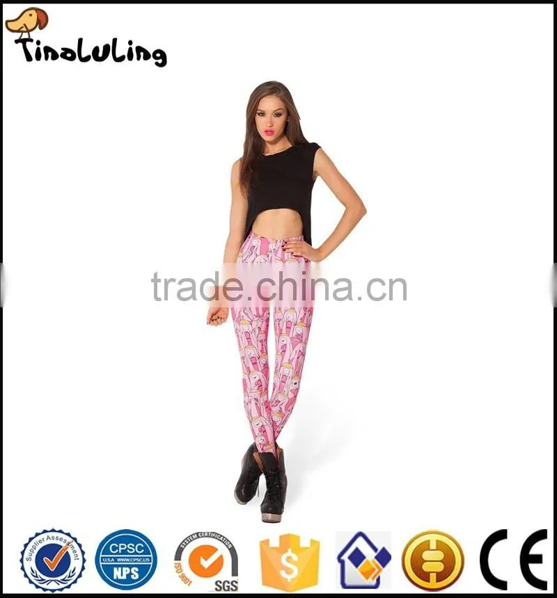 2017 women leggings hot sale pink cartoons printed multi color free size high elastic Ladies leisure Leggings woman pencil pants