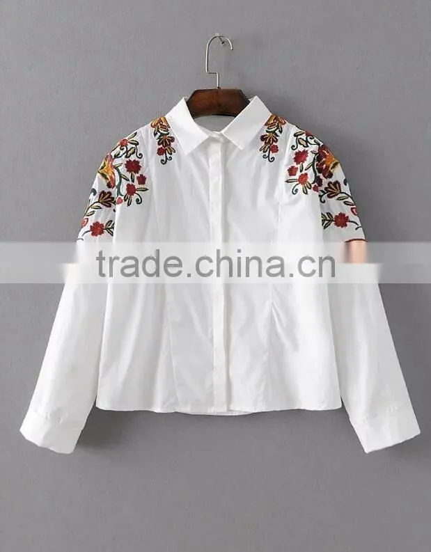 Runwaylover EY2383B Women New Fashion 2017 Loose Embroidery Blouse