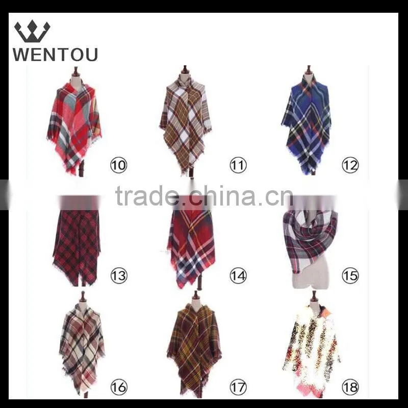 New Design Women's Cashmere Feel winter Plaid Scarf