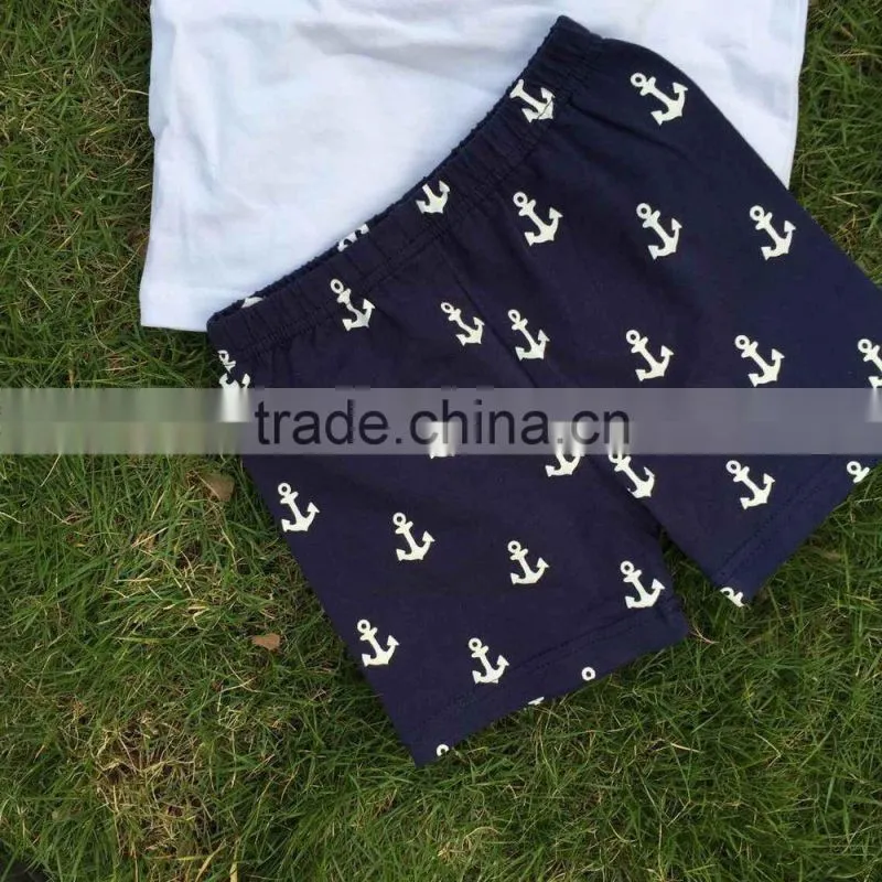 2015 new arrival anchor print shorts boy short set summer short outfit sets