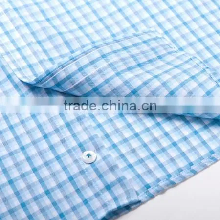 latest fashion design short sleeve check dress shirt for man