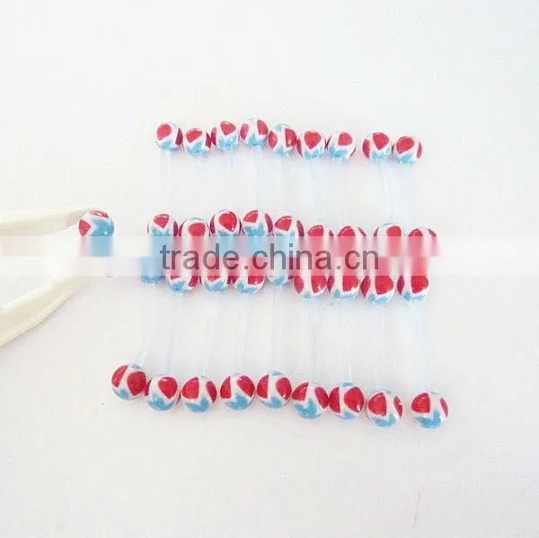 hot printed windmill acrylic ball EBA shaft flexible tongue piercing body jewelry
