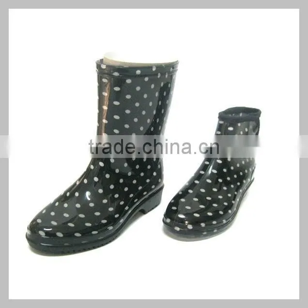 pvc transparent rain boots for lady