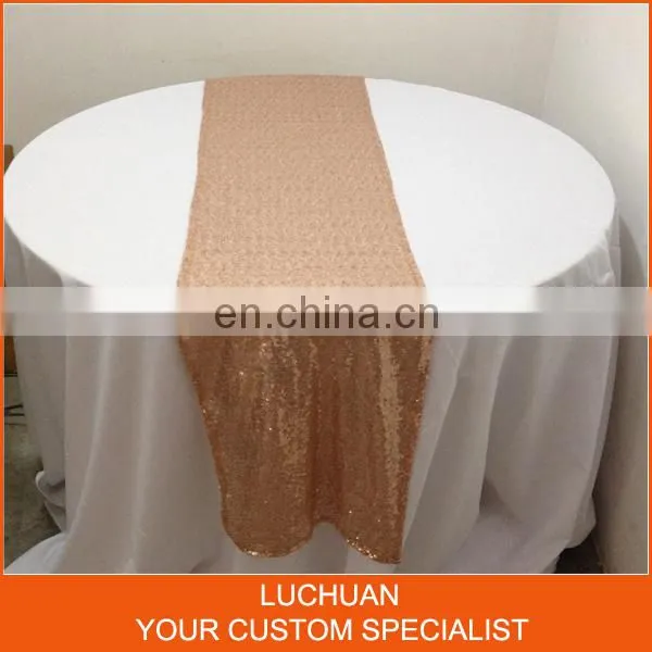 Fancy Banquet Decoration Blue Smooth Brocade Table Runner
