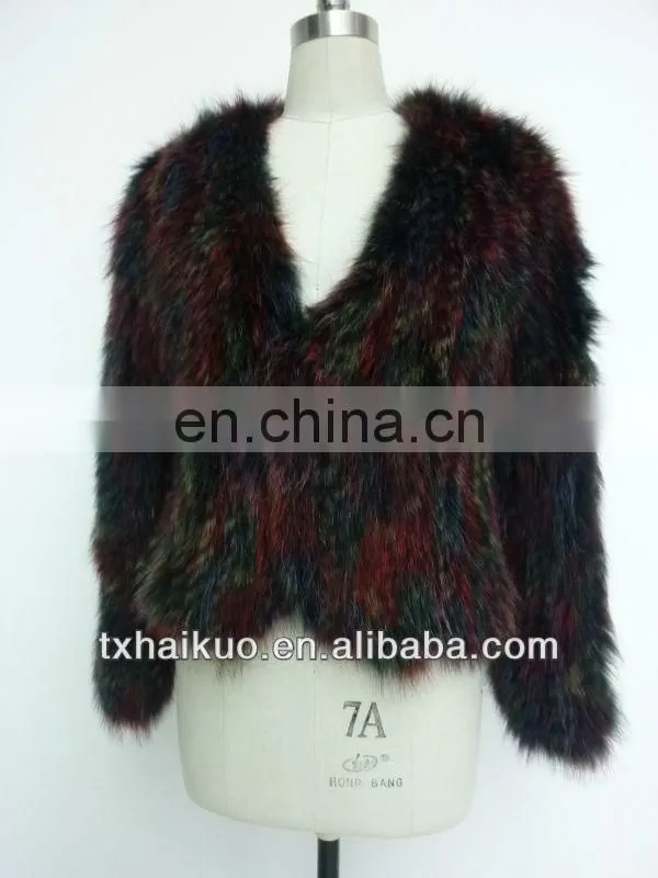 2013 latest genuine raccoon fur knitting jacket