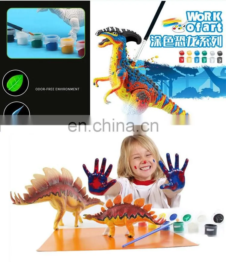 6 kinds mixed packing plastic unpainted dinosaur toy
