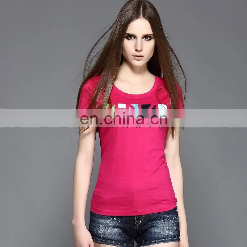 2017paris flag pink t shirt latest new design t shirt embriodered girls t-shirt