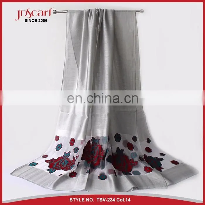 Latest design great quality silk and wool feeling muslim lace scarf fashionable scarf