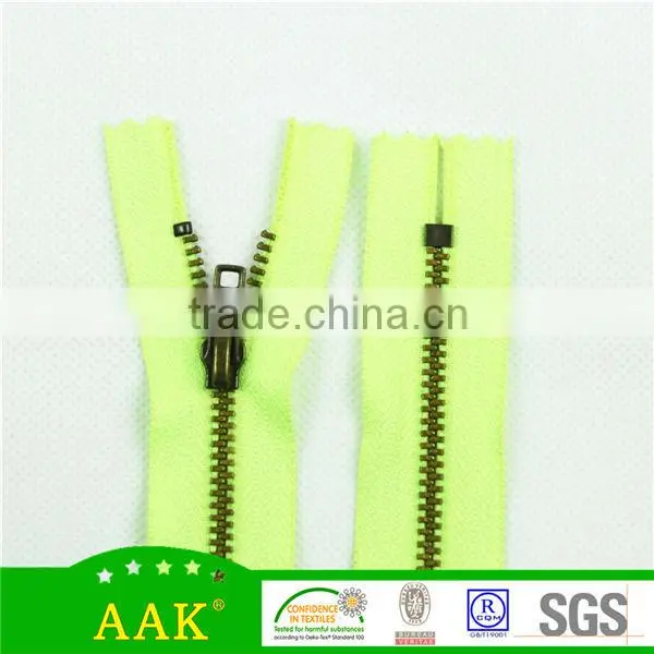 Y-teeth 3# Bronze zipper close end with cloth tape metal zipper