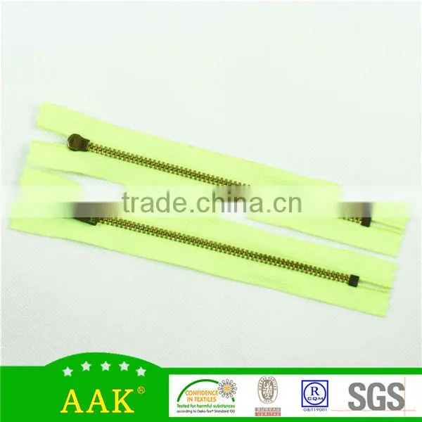 Y-teeth 3# Bronze zipper close end with cloth tape metal zipper