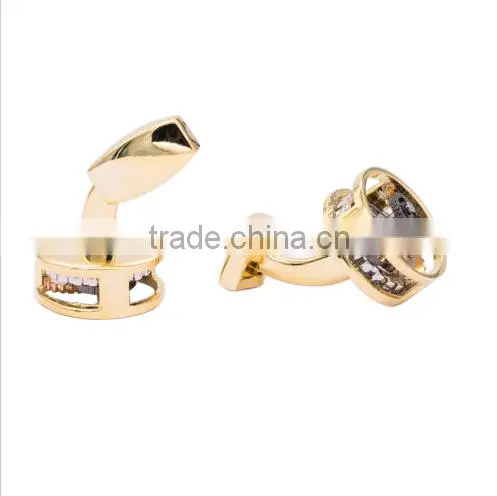 Gold Tone Round Gear Steampunk Copper Cuff Links Cufflinks Men's Business Shirt