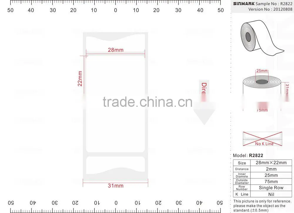 SINMARK R2822. N1000 safety customizable removable sticker label