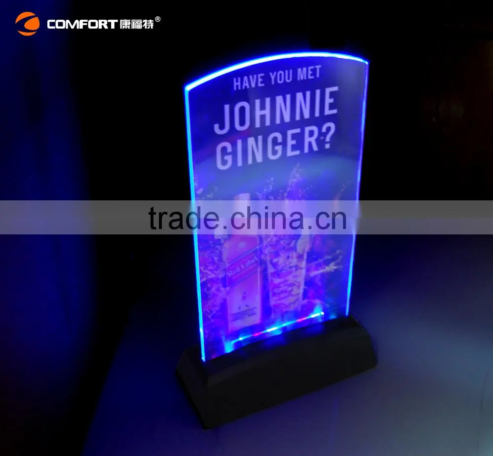 cheep led lighted outdoor plastic bar drink menu holder