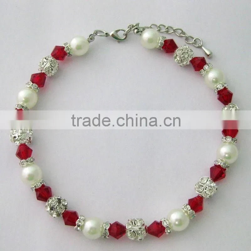 customized crystal stone pearl dog necklace jewelry for small pets