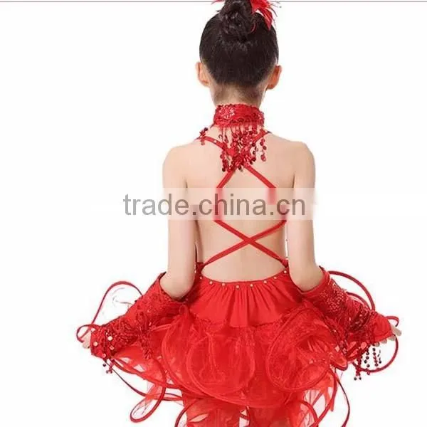 Professional latin dance costume for girls for performance Tasseled Latin Salsa Dancewear Girls Party Dance Costume Dress